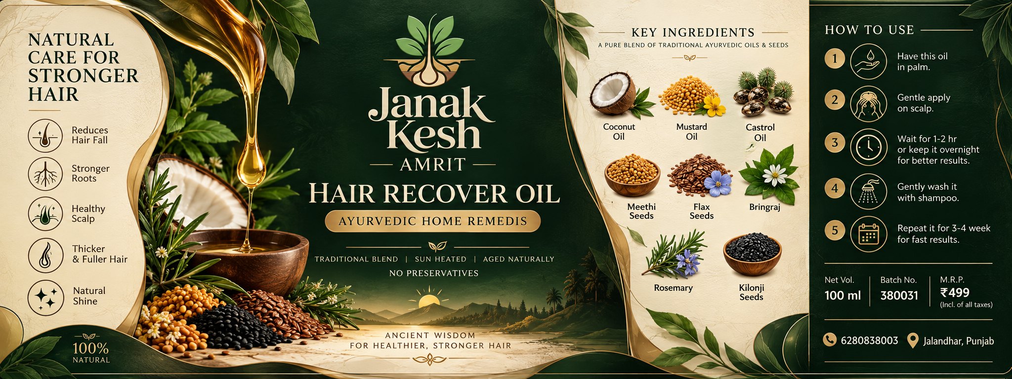 Full Janak Kesh Amrit label: benefits, brand, key ingredients, how to use, and product details